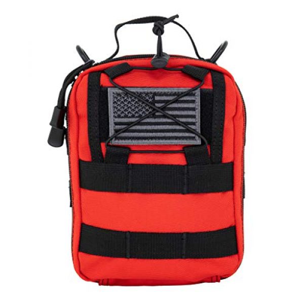LINE2design Tactical Pouch 2 LINE2design First Aid (Ifak) Molle Pouch - EMT Emergency Medical Trauma Bag Outdoor Tactical EDC Rescue Utility Gear Pouch for Hiking Gunshot Stop Bleeding Includes USA Patch - Red