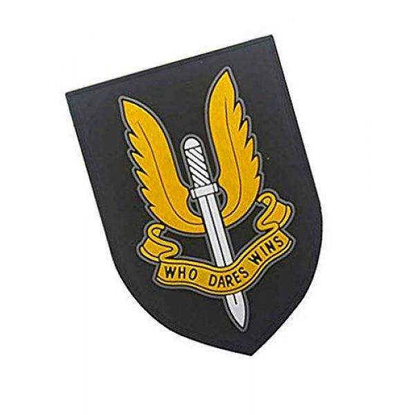 PVC PATCH Airsoft Morale Patch 2 British Special Air Service SAS Patch Who Dares Wins Military Hook Loop Tactics Morale PVC Patch (color2)