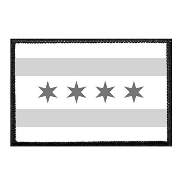 P PULLPATCH Airsoft Morale Patch 1 Chicago City Flag - Black and White Morale Patch | Hook and Loop Attach for Hats, Jeans, Vest, Coat | 2x3 in | by Pull Patch