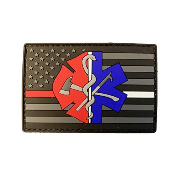 Stevens Tactical Shop's Airsoft Morale Patch 1 Thin Red & White Line Firefighter EMT American Flag PVC Patch