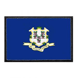 P PULLPATCH Airsoft Morale Patch 1 Connecticut State Flag - Color Morale Patch | Hook and Loop Attach for Hats, Jeans, Vest, Coat | 2x3 in | by Pull Patch