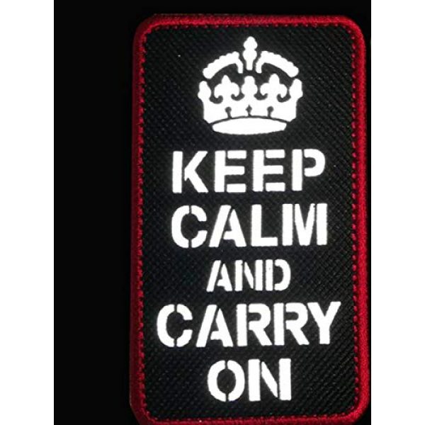 ODSP Airsoft Morale Patch 2 Keep Calm and Carry on Morale Patch with Loop and Hook Backing, IR Reflective Tactical Military Patches Badge 3.94 x 1.97 Inch 2PCS