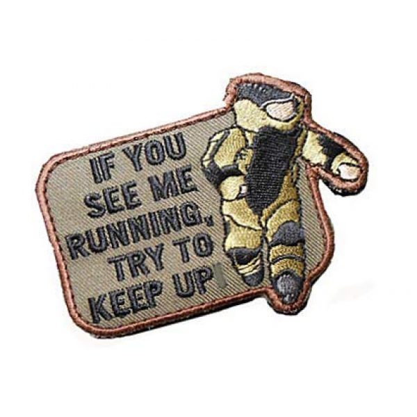 Embroidery Patch Airsoft Morale Patch 2 If You See Me Running Try to Keep Up Applique Military Hook Loop Tactics Morale Embroidered Patch (color2)