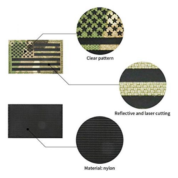 HarryMystery Airsoft Morale Patch 3 2 Pack Infrared IR Reflective USA American Reversed Flag Tactical Morale Fastener Hook and Loop Patch Forward and Reversed for Hats, Clothes, Backpacks, Uniforms, Tactical Gears, etc. (02)