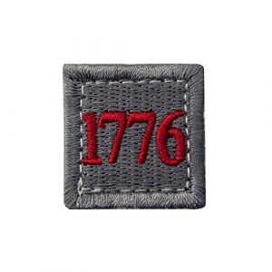 EmbTao Airsoft Morale Patch 1 1776 American Independence Emblem Tactical USA Morale Embroidered Applique Fastener Hook&Loop Patch - Sliver Gray