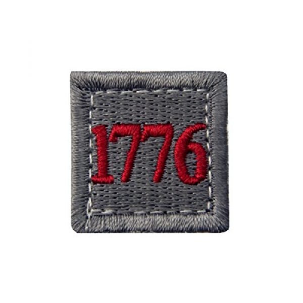 EmbTao Airsoft Morale Patch 1 1776 American Independence Emblem Tactical USA Morale Embroidered Applique Fastener Hook&Loop Patch - Sliver Gray