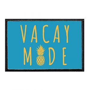 P PULLPATCH Airsoft Morale Patch 1 Vacay Mode - Pineapple - Light Blue Morale Patch | Hook and Loop Attach for Hats, Jeans, Vest, Coat | 2x3 in | by Pull Patch