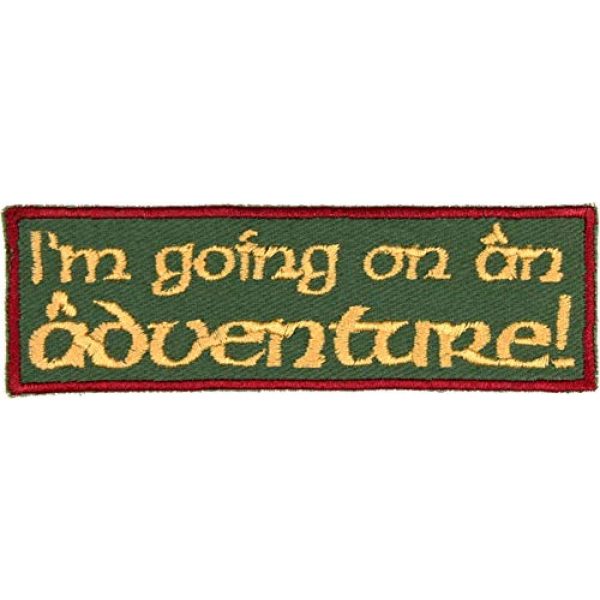 Barefoot Sewing Airsoft Morale Patch 1 I'm Going on an Adventure Patch Iron On Applique - Olive Green, Burgundy, Nonmetallic Gold - 4" x 1.25" Rectangle - Made in The USA