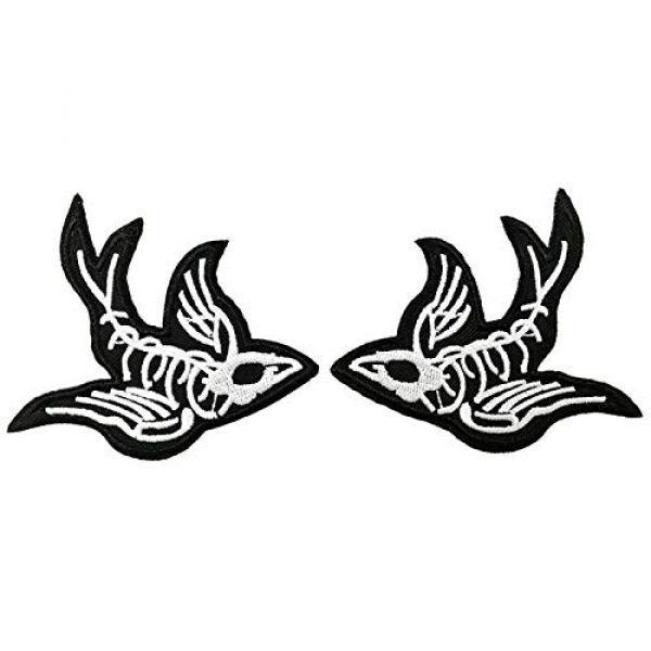 Cute-Patch Airsoft Morale Patch 1 One Pair Swallow X-Ray Skeleton Embroidered Iron On Sew On Patch Heavy Metal Rock Punk Tattoo Emblem