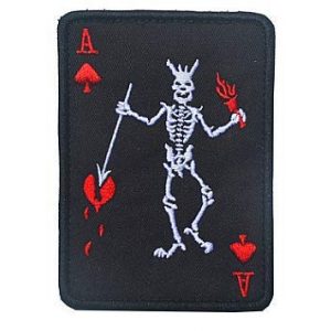 Embroidery Patch Airsoft Morale Patch 1 Ace of Spades Death Reaper Skeleton Cards Poker Military Hook Loop Tactics Morale Embroidered Patch (color2)