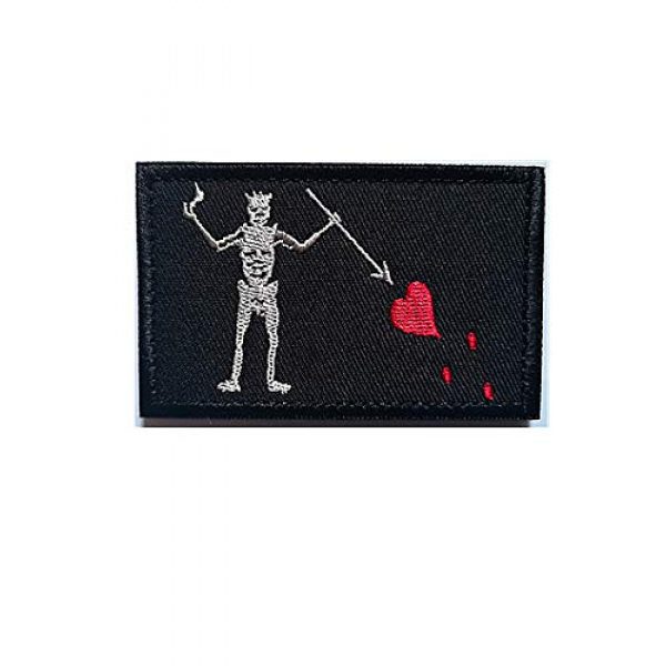 Embroidery Patch Airsoft Morale Patch 3 2 Pieces Jolly Roger Skull Blackbeard Pirate Flag Military Hook Loop Tactics Morale Embroidered Patch (color3)