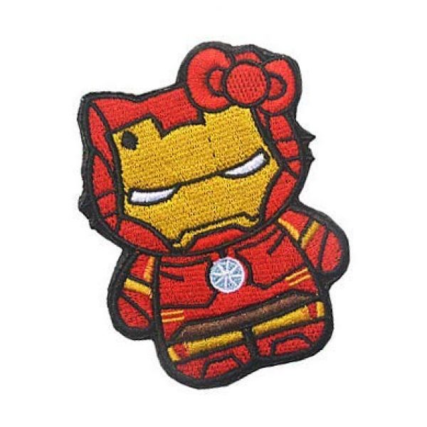 Embroidery Patch Airsoft Morale Patch 2 Hello Kitty As Iron Man Military Hook Loop Tactics Morale Embroidered Patch