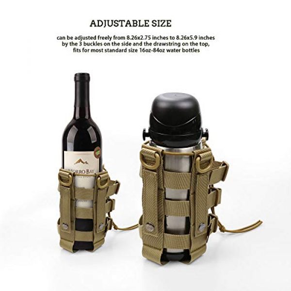 POMER Tactical Pouch 5 POMER Tactical Drawstring Molle Water Bottle Holder Tactical Pouch - Drawstring Open Top & Mesh Bottom Travel Water Bottle Bag