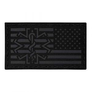 Tactical Freaky Airsoft Morale Patch 1 IR Blackout USA American Reversed Flag EMS Star of Life Right Arm Medic Paramedic 2x3.5 Tactical Morale Fastener Patch