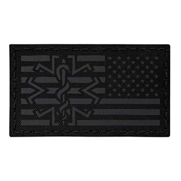 Tactical Freaky Airsoft Morale Patch 1 IR Blackout USA American Reversed Flag EMS Star of Life Right Arm Medic Paramedic 2x3.5 Tactical Morale Fastener Patch