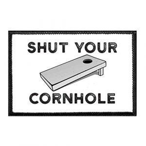 P PULLPATCH Airsoft Morale Patch 1 Shut Your Cornhole | Hook and Loop Attach for Hats, Jeans, Vest, Coat | 2x3 in | by Pull Patch