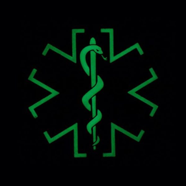 LEGEEON Airsoft Morale Patch 3 LEGEEON Glow Dark Black EMS EMT Medic Paramedic Star of Life Morale Tactical PVC Touch Fastener Patch