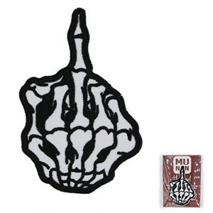 MUNAN Airsoft Morale Patch 1 Skull Middle Finger Skeleton Bone Ghost Hog Outlaw Hot Rod Motorcycles Rider Lady Biker Jacket T Shirt Patch Sew Iron on Embroidered Badge Sign Costum