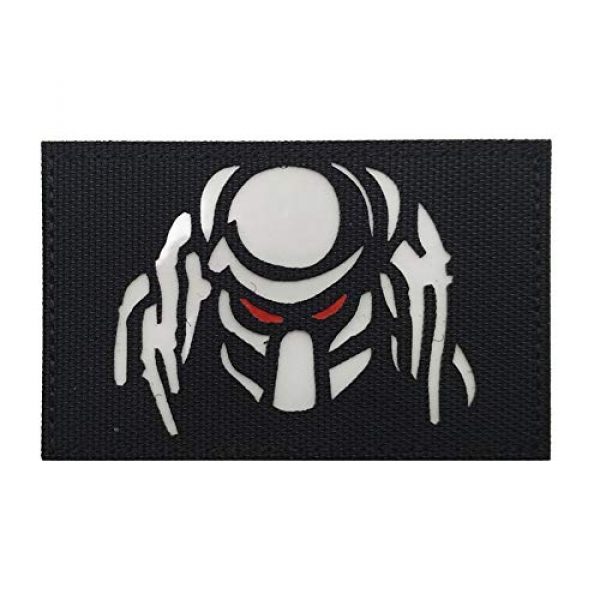 Zhikang68 Airsoft Morale Patch 1 Dark Predator Alien Morale Infrared IR Reflective Patch Tactical Vest Emblem Hook Loop Fastener Backing Military Uniform Army Multicam Badge Sew On Applique for Outdoors (White Eyes)