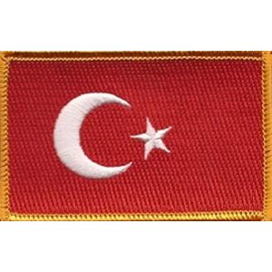 World Flags Direct Airsoft Morale Patch 1 International Country Flag Patch 3.50" x 2.25", One Embroidered Iron or Sew On Flag Emblem; Over 100 Tactical Morale Patch Options Available (Turkey)