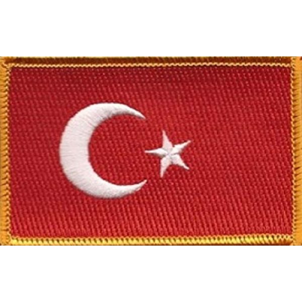 World Flags Direct Airsoft Morale Patch 1 International Country Flag Patch 3.50" x 2.25", One Embroidered Iron or Sew On Flag Emblem; Over 100 Tactical Morale Patch Options Available (Turkey)