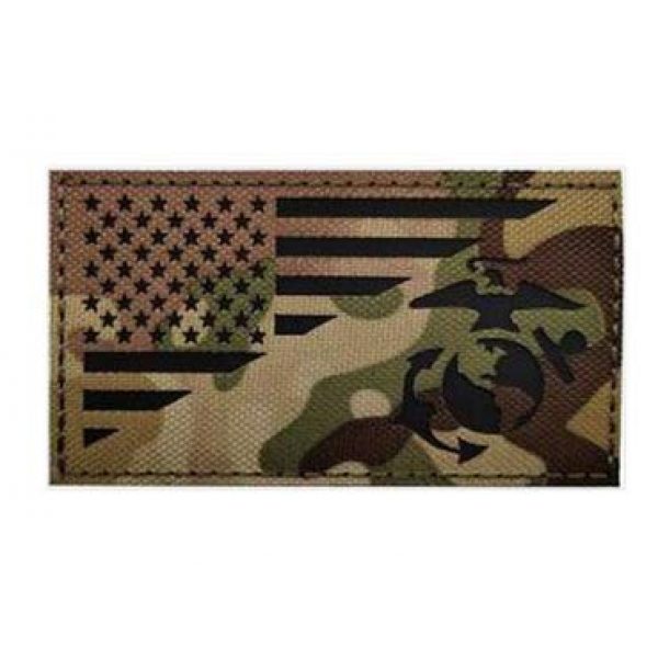 Tactical Embroidery Patch Airsoft Morale Patch 4 IR USA Flag USMC Marine Corps Seal Infrared Reflective Tactical Embroidery Patch Hook & Loop Morale Patch Military Patch for Clothing Accessory Backpack Armband (3pcs)