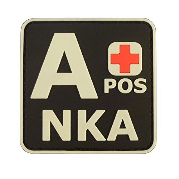 LEGEEON Airsoft Morale Patch 2 LEGEEON Glow Dark APOS A+ NKA Blood Type No Known Allergies Tactical Morale PVC Rubber Touch Fastener Patch