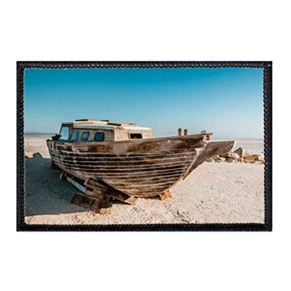 P PULLPATCH Airsoft Morale Patch 1 Abandoned Boat, Salton Sea Morale Patch | Hook and Loop Attach for Hats, Jeans, Vest, Coat | 2x3 in | by Pull Patch