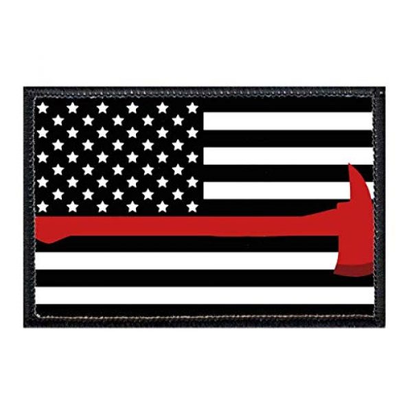 P PULLPATCH Airsoft Morale Patch 1 American Flag - B&W - Fireman Axe Morale Patch | Hook and Loop Attach for Hats, Jeans, Vest, Coat | 2x3 in | by Pull Patch