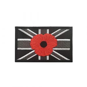 Tactical Embroidery Patch Airsoft Morale Patch 1 British Flag Poppy Flower Tactical Embroidery Patch Hook & Loop Morale Patch Military Patch for Clothing Accessory Backpack Armband