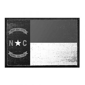 P PULLPATCH Airsoft Morale Patch 1 North Carolina State Flag - Black and White - Distressed Morale Patch | Hook and Loop Attach for Hats, Jeans, Vest, Coat | 2x3 in | by Pull Patch