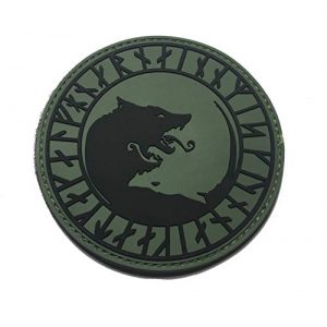 Empire Tactical USA Airsoft Morale Patch 1 The OD Green Viking LFHNAR, NO Mercy, ONLY Violence Wolf Rune PVC 3.5" Tactical Morale Patch (Hook/Loop)