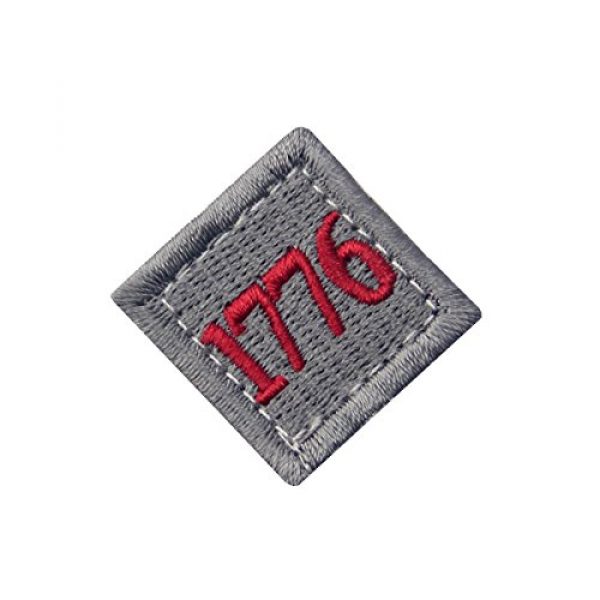 EmbTao Airsoft Morale Patch 2 1776 American Independence Emblem Tactical USA Morale Embroidered Applique Fastener Hook&Loop Patch - Sliver Gray