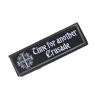 ALIPLUS Airsoft Morale Patch 1 Time For Another Crusade Christian Arabic Symbol Patch Jerusalem Cross Crusader Jihad Tactical Army Morale Patch Badge (10 x 3 cm black)