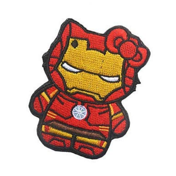 Embroidery Patch Airsoft Morale Patch 3 Hello Kitty As Iron Man Military Hook Loop Tactics Morale Embroidered Patch