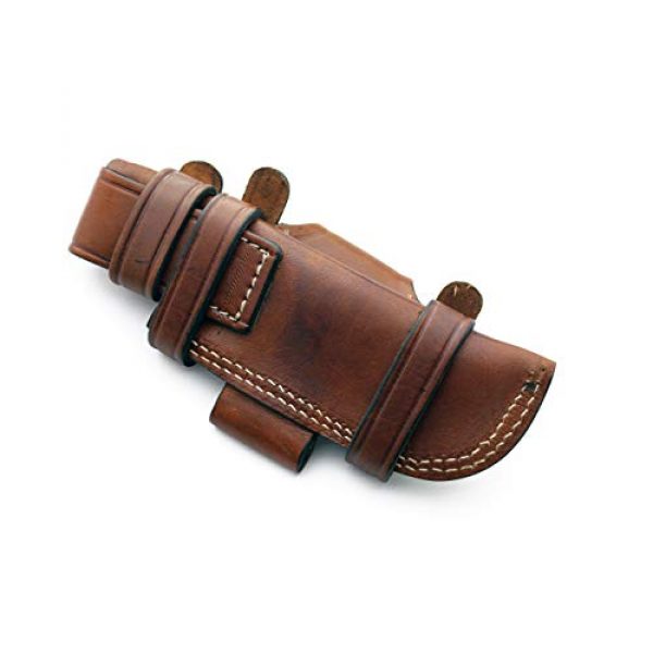 GCS Knives Tactical Pouch 5 GCS Handmade Brown Bushcraft/Hunter Leather Right/Left Hand Horizontal Fixed Blade Knife Sheath - GCS 220