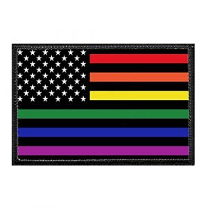 P PULLPATCH Airsoft Morale Patch 1 US Flag - Rainbow Stripes | Hook and Loop Attach for Hats, Jeans, Vest, Coat | 2x3 in | by Pull Patch