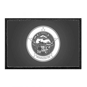 P PULLPATCH Airsoft Morale Patch 1 Minnesota State Flag - Black and White Morale Patch | Hook and Loop Attach for Hats, Jeans, Vest, Coat | 2x3 in | by Pull Patch