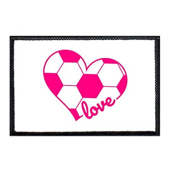 P PULLPATCH Airsoft Morale Patch 1 Soccer Heart White and Pink Morale Patch | Hook and Loop Attach for Hats, Jeans, Vest, Coat | 2x3 in | by Pull Patch