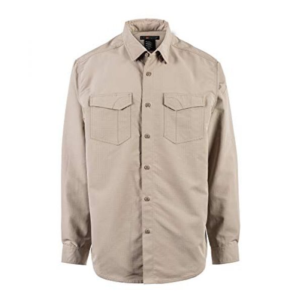 5.11 Tactical Shirt 1 Tactical Fast-Tac Long Sleeve Shirt, Khaki, Medium