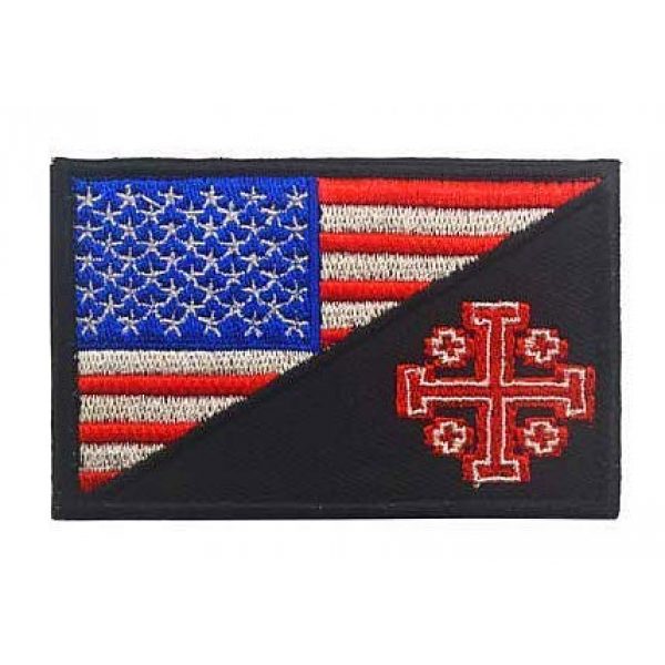 Embroidery Patch Airsoft Morale Patch 1 United States Flag Templar Knights Jerusalem Cross Military Hook Loop Tactics Morale Embroidered Patch