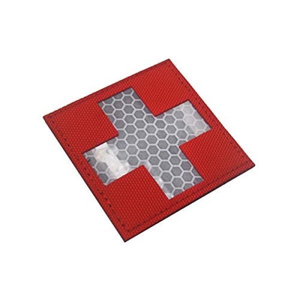 Zhikang68 Airsoft Morale Patch 4 Reflective Medic Patches,Infrared IR EMS EMT MED Tactical Medical Red Cross Morale Hook&Loop Badge First Aid Decorative Appliques (White Red)