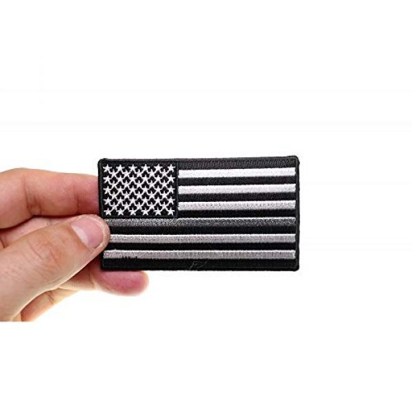 Ivamis Trading Airsoft Morale Patch 3 Thin Silver Line American Flag for Corrections - 3.5x2 inch. Embroidered Iron on Patch