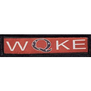 RedheadedTshirts Airsoft Morale Patch 1 1x4""Woke" QAnon Morale Patch. Hook and Loop