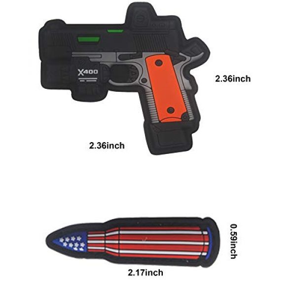 ODSP Airsoft Morale Patch 2 Mini Gun Bullet PVC Rubber Patch 3D Fastener Hook and Loop Backing Tactical Military Morale Patches Badges (Orange)