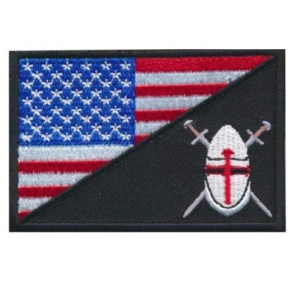 Tactical Embroidery Patch Airsoft Morale Patch 1 Cross Shield Christian Knight American Flag Tactical Embroidery Patch Hook & Loop Morale Patch Military Patch for Clothing Accessory Backpack Armband