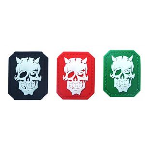 Tactical PVC Patch Airsoft Morale Patch 1 Skull Devil Satan Glow-in-Dark Morale Military Patch 3D PVC Rubber Tactical Rubber Hook Patch (3pcs)