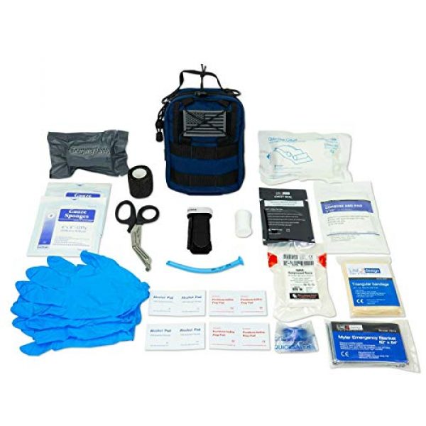 LINE2design Tactical Pouch 2 LINE2design Complete Survival Kit - EMS EMT Emergency Response Fully Stocked Tactical Molle Bag - Advanced First Aid Medical Supplies - Heavy Duty Outdoor Gear EDC IFAK Pouch Stop Bleeding Kit - Navy