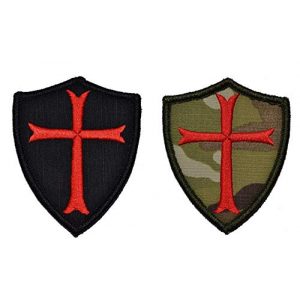 Tactical Embroidery Patch Airsoft Morale Patch 1 Cross Crusader Shield Navy Seal Devgru Tactical Embroidery Patch Hook & Loop Morale Patch Military Patch for Clothing Accessory Backpack Armband (2pcs)