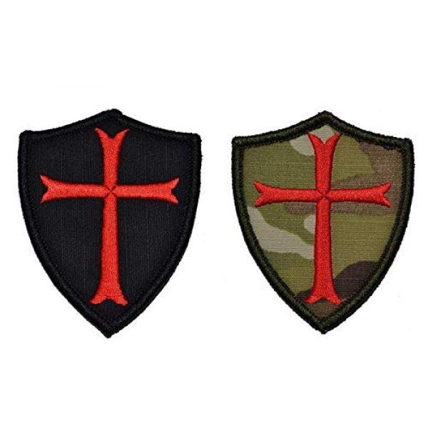 Tactical Embroidery Patch Airsoft Morale Patch 1 Cross Crusader Shield Navy Seal Devgru Tactical Embroidery Patch Hook & Loop Morale Patch Military Patch for Clothing Accessory Backpack Armband (2pcs)